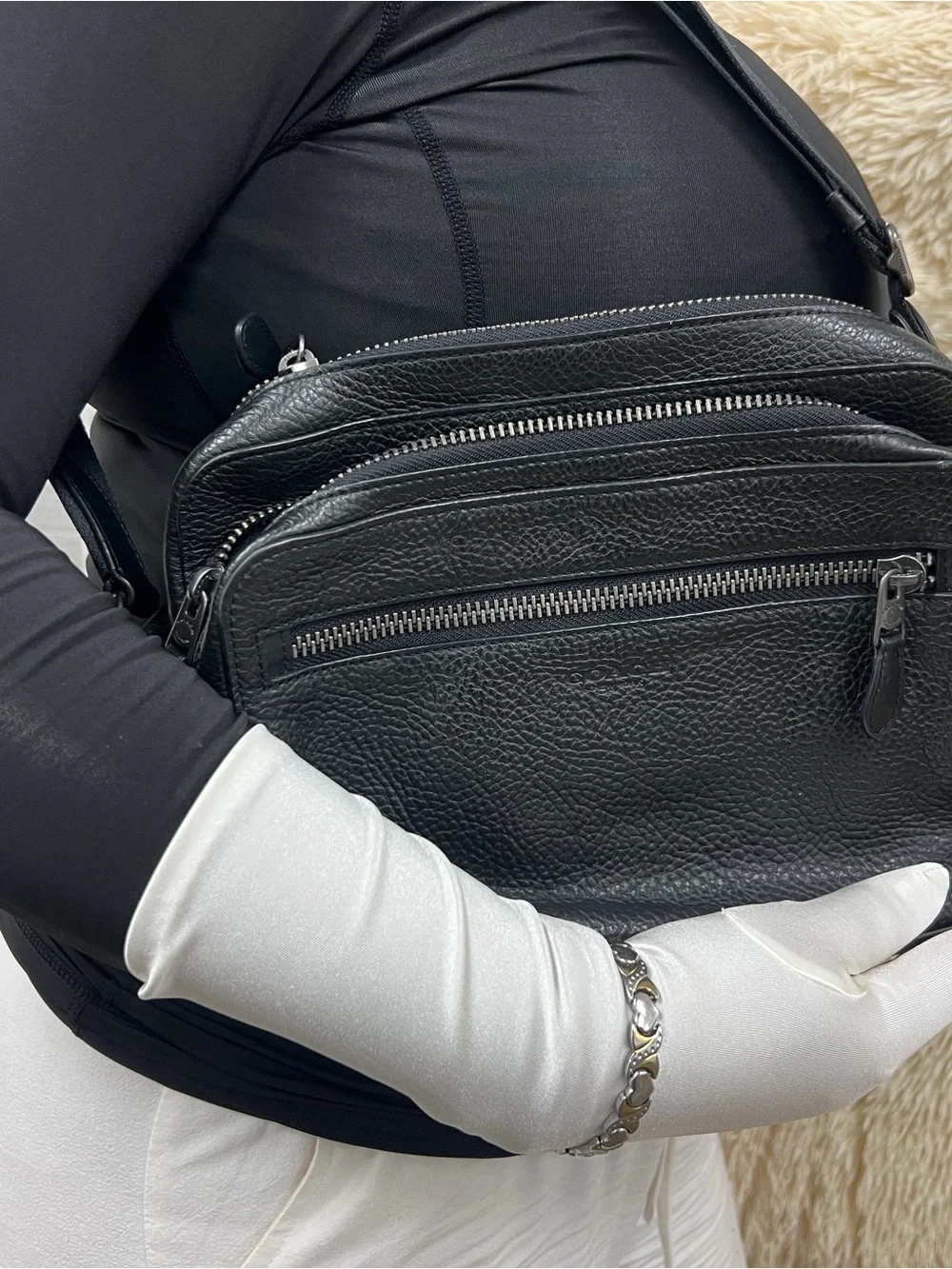 Coach West Camera Black Leather Crossbody Bag
